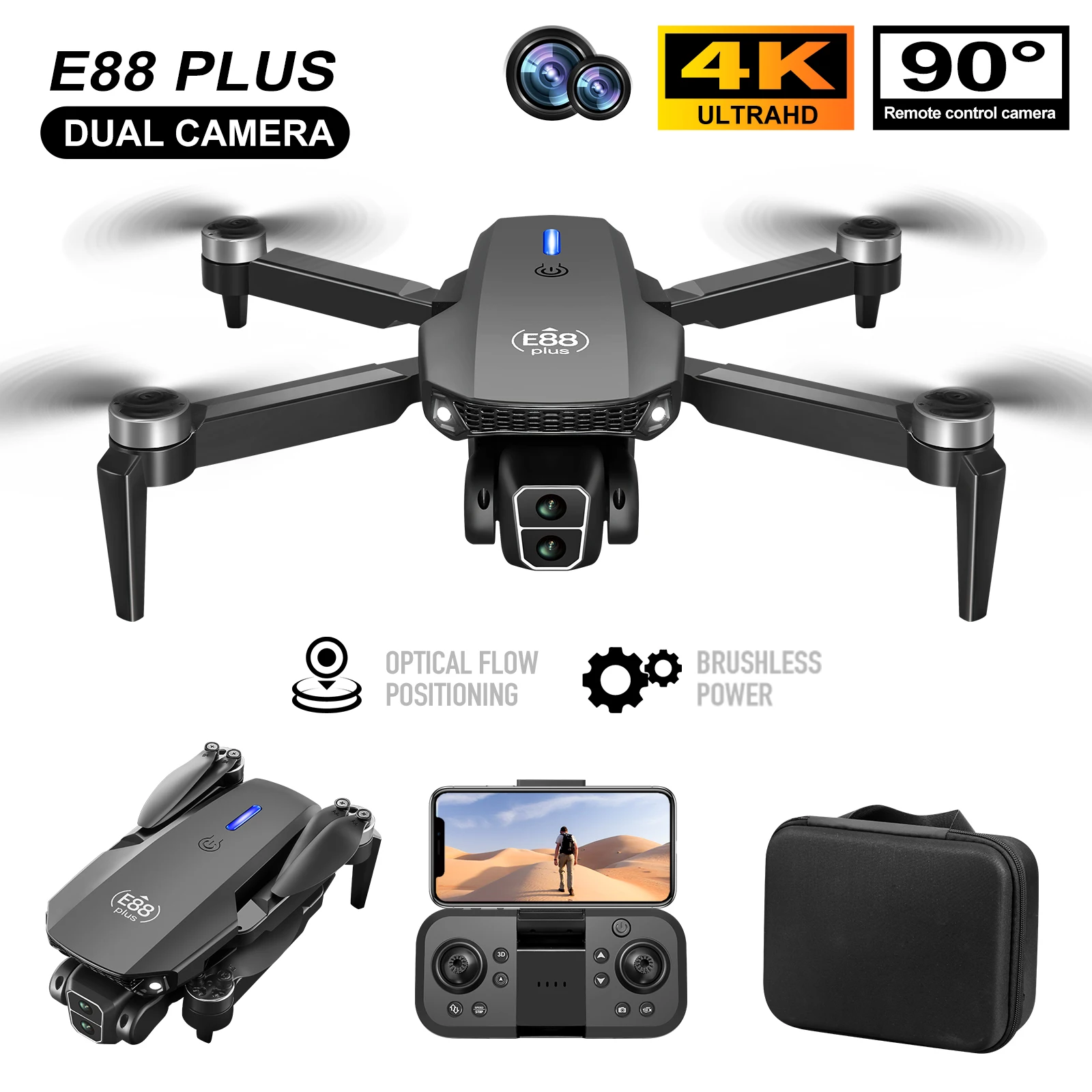 Outdoor Power Box - New E88 Plus Quadcopter Drone: 90°