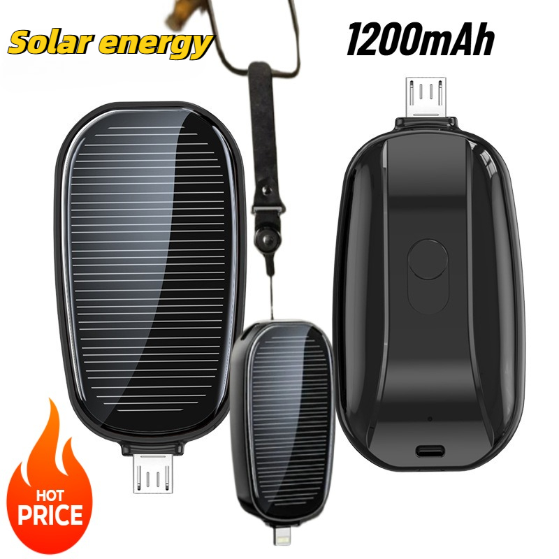 Outdoor Power Hub - 1200mAh Solar Mini Power Bank Keychain