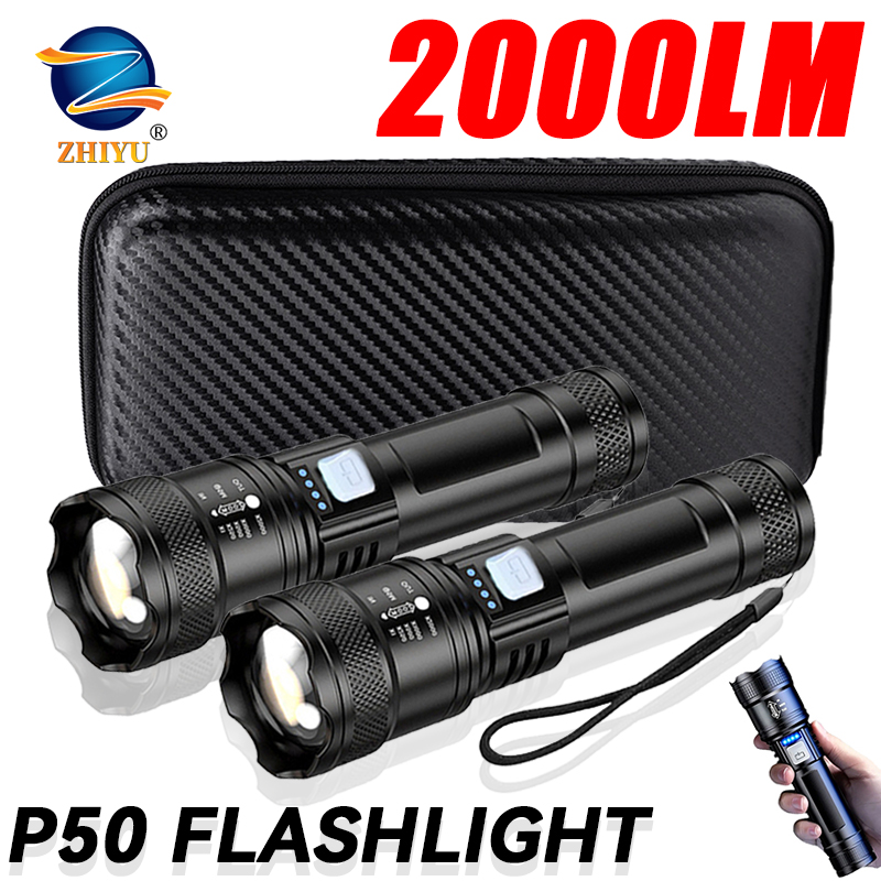 Outdoor Power Bank - Tactical LED Flashlight 2000LM USB Rechargeable