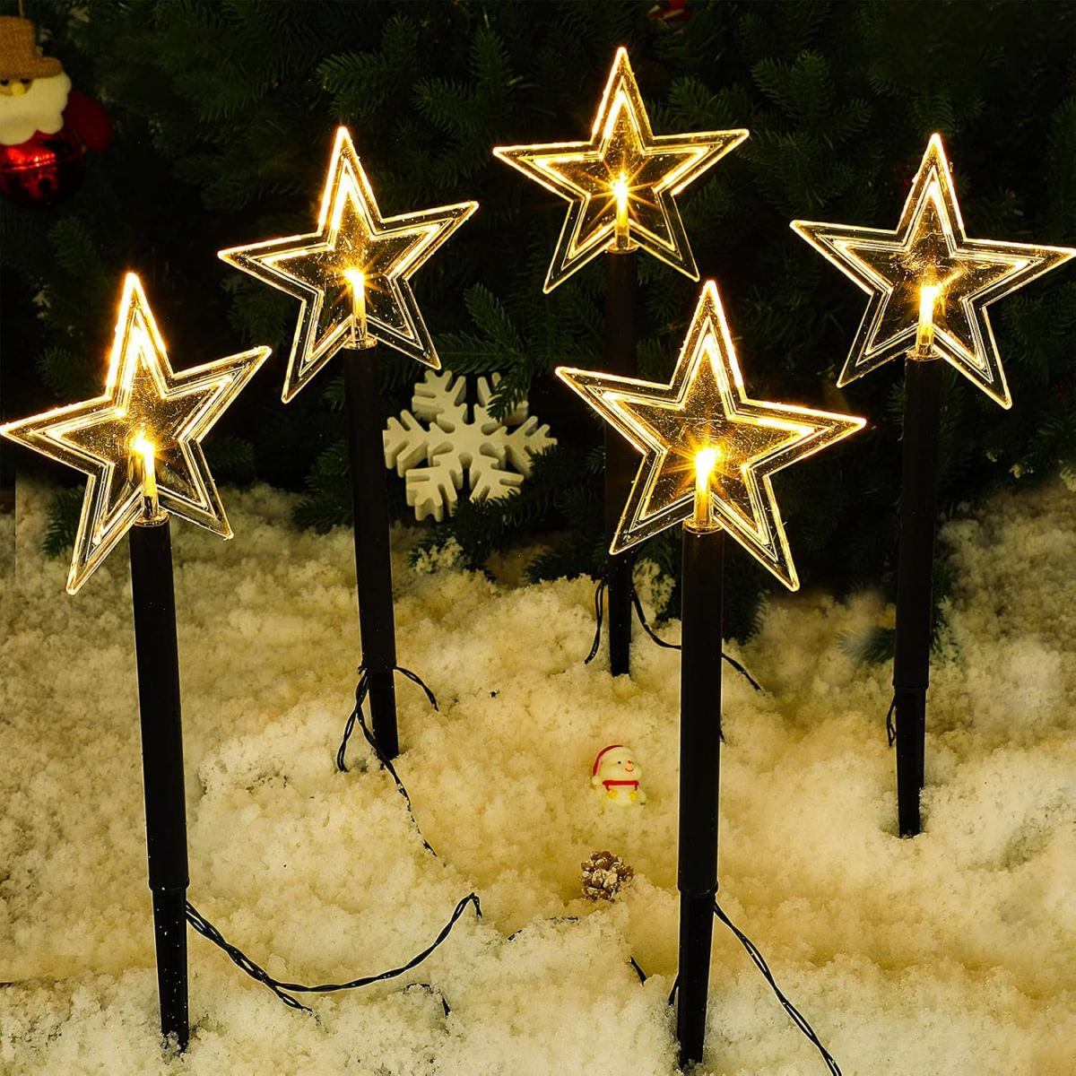 5Pcs Christmas Pathway Lights  - Outdoor Solar Power Xmas Lights ulasan dan harga