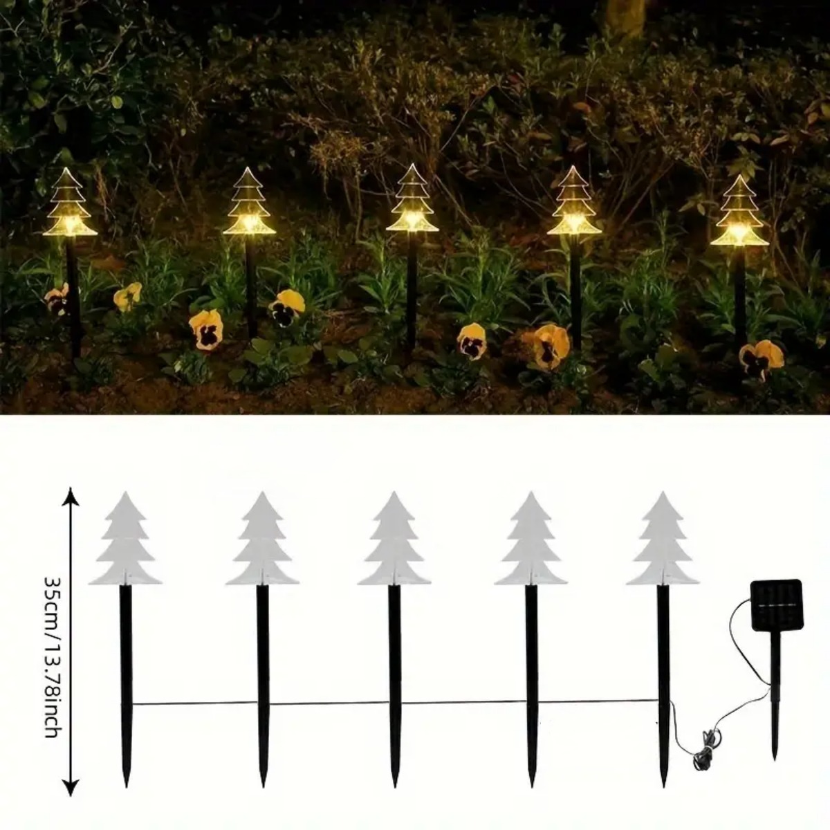 5Pcs Christmas Pathway Lights  - Outdoor Solar Power Xmas Lights ulasan dan harga