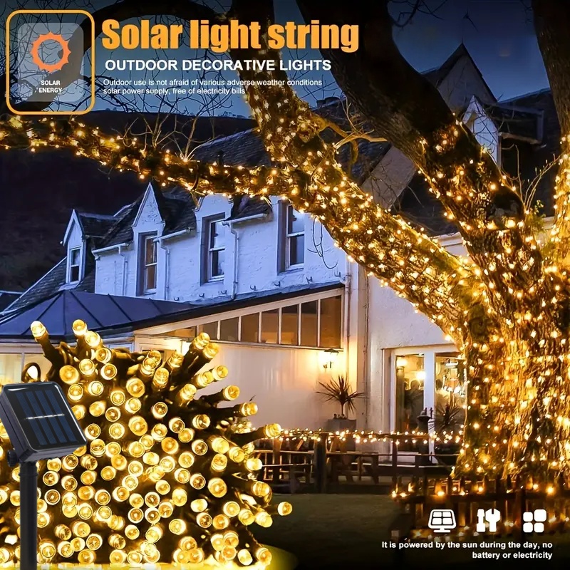 5M-32M LED Solar String Lights - Outdoor Solar Power Xmas Lights ulasan dan harga