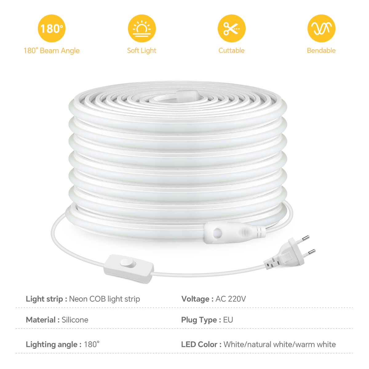 220V COB Led Strip High Densit - Outdoor Power Hub ulasan dan harga