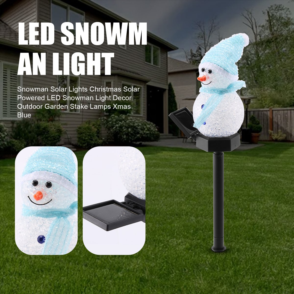 Carefree- Snowman Solar Lights - Outdoor Solar Power Xmas Lights ulasan dan harga