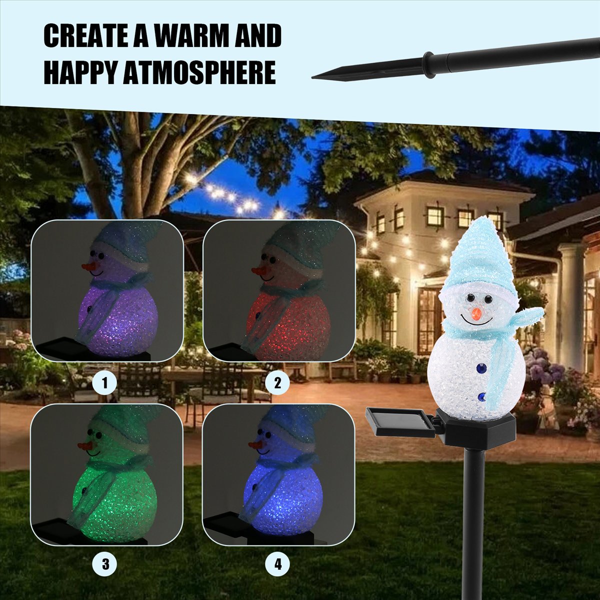 Carefree- Snowman Solar Lights - Outdoor Solar Power Xmas Lights ulasan dan harga