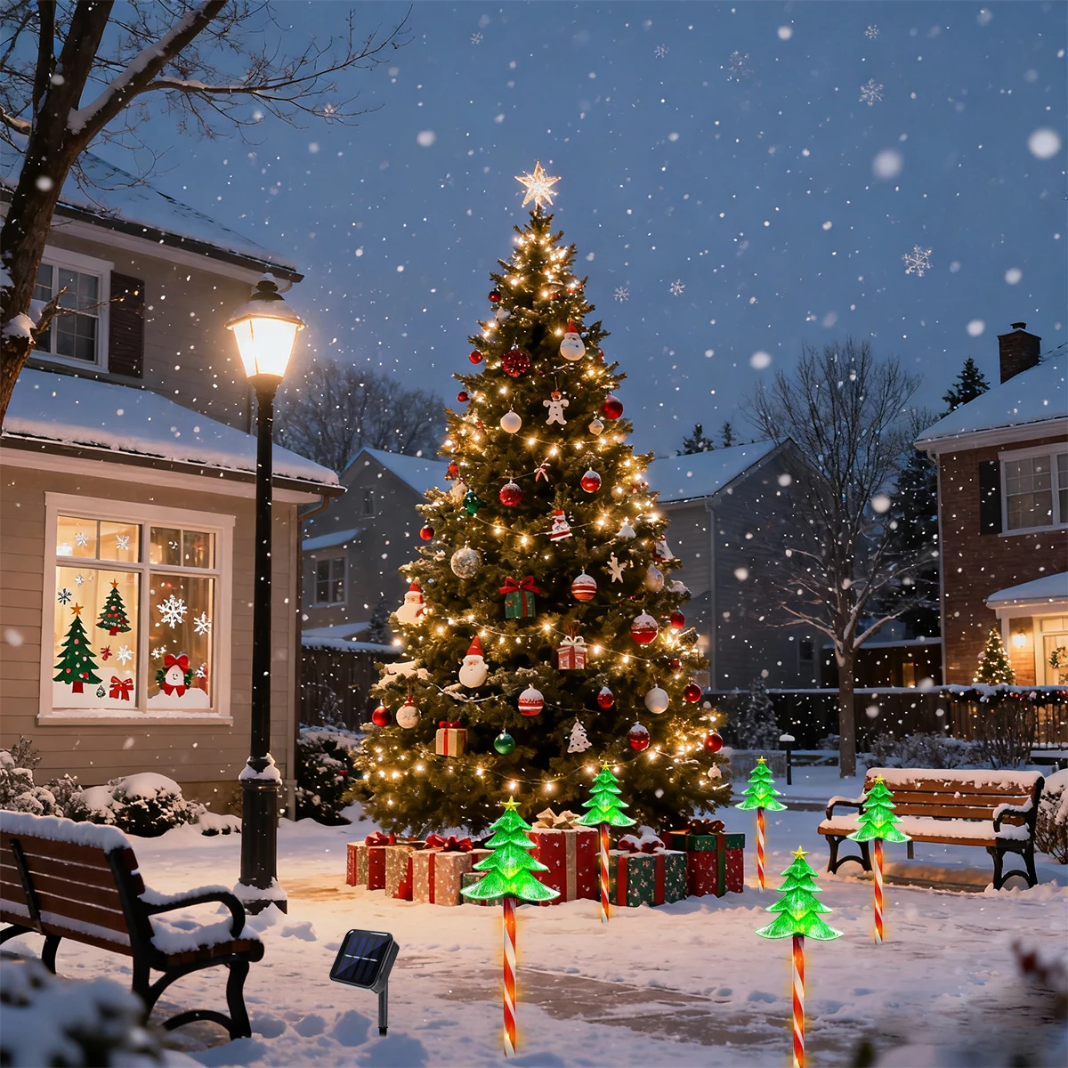 Pop 5pcs/set LED Xmas Tree Dec - Outdoor Solar Power Xmas Lights ulasan dan harga
