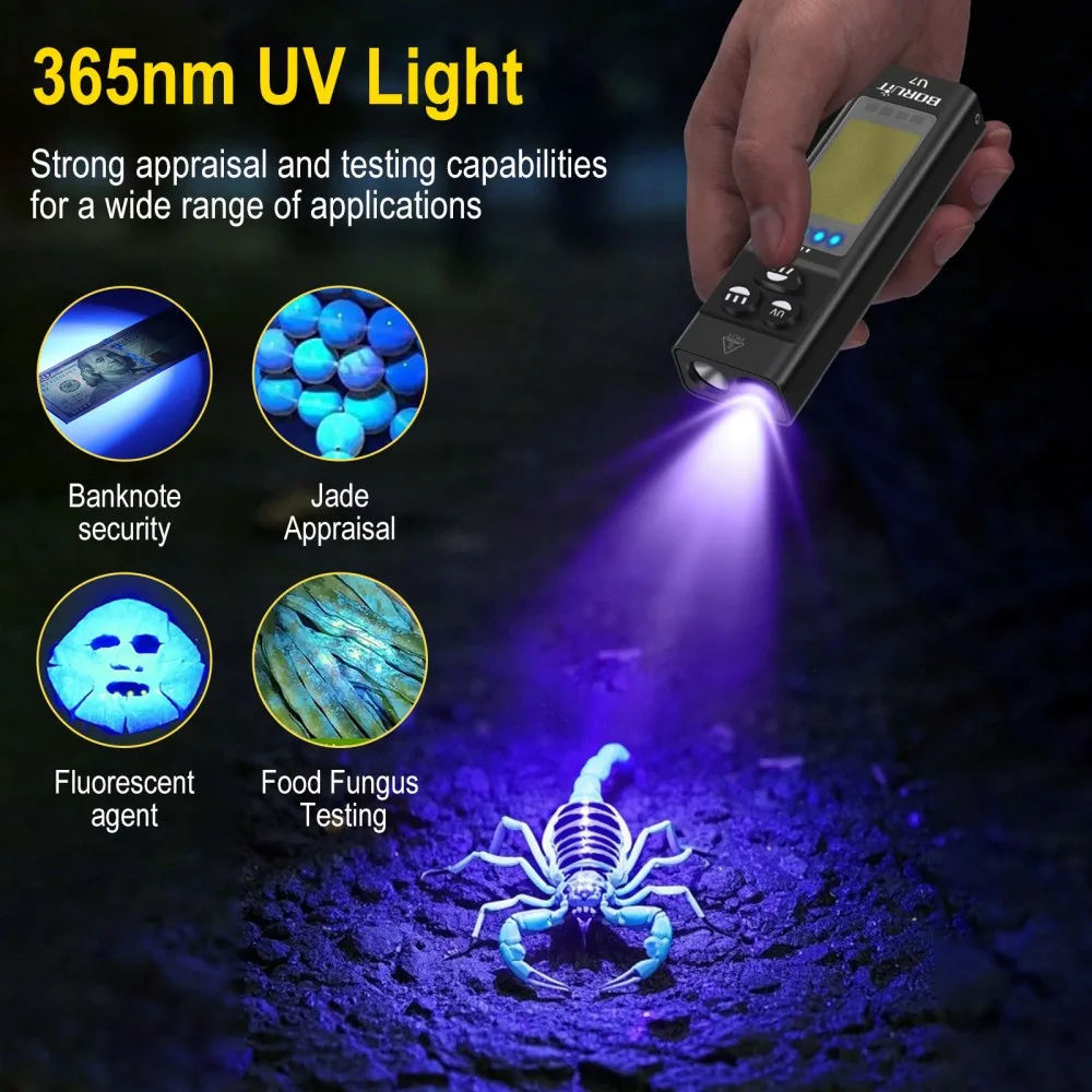BORUiT U7 UV LED EDC Flashligh - Outdoor Power Bank ulasan dan harga