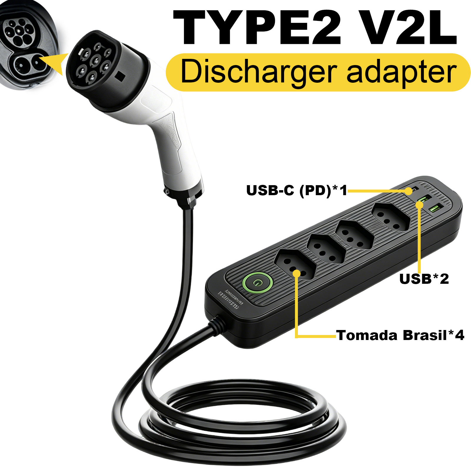 Type2 V2L Discharge Adapter 16 - Outdoor Power Hub ulasan dan harga