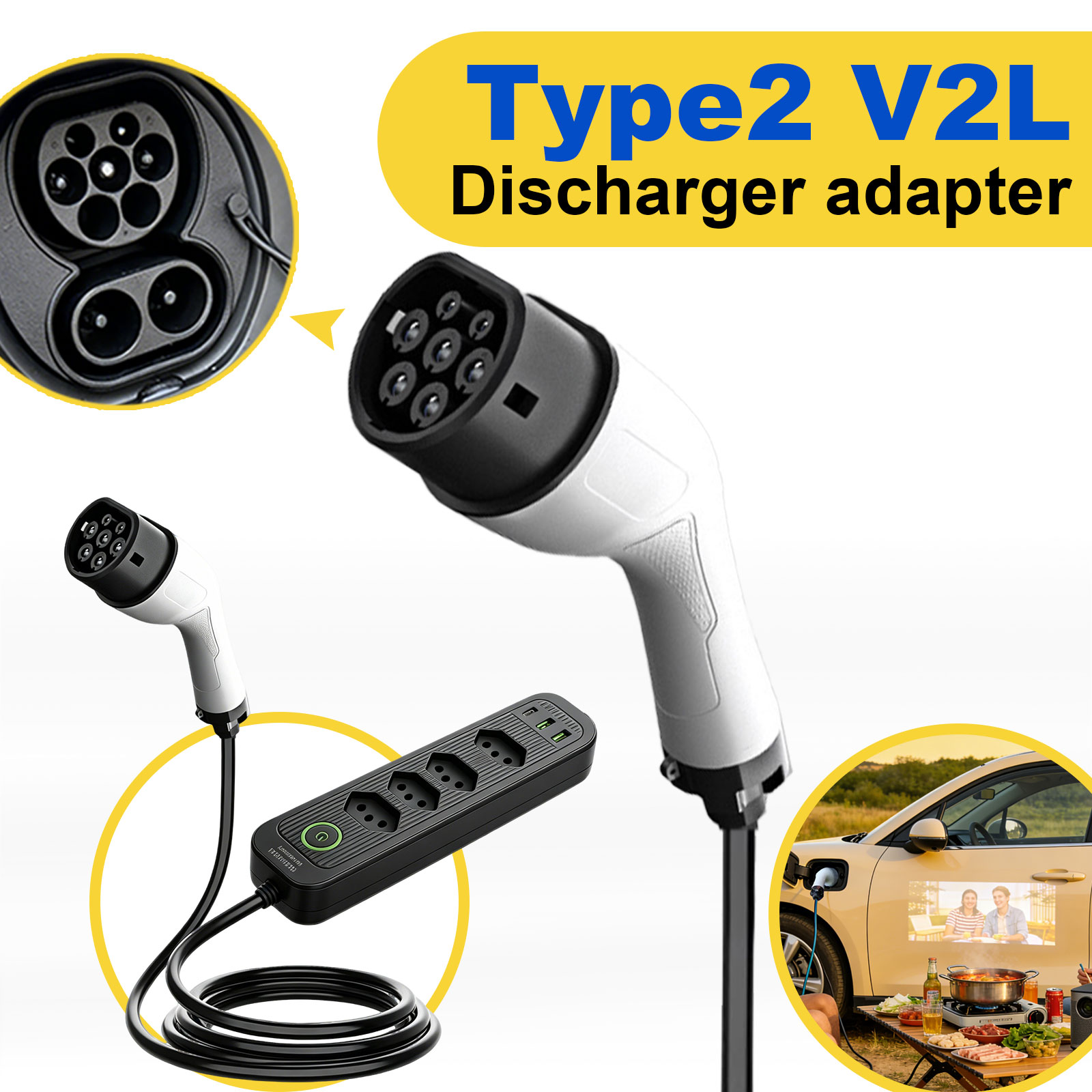 Type2 V2L Discharge Adapter 16 - Outdoor Power Hub ulasan dan harga