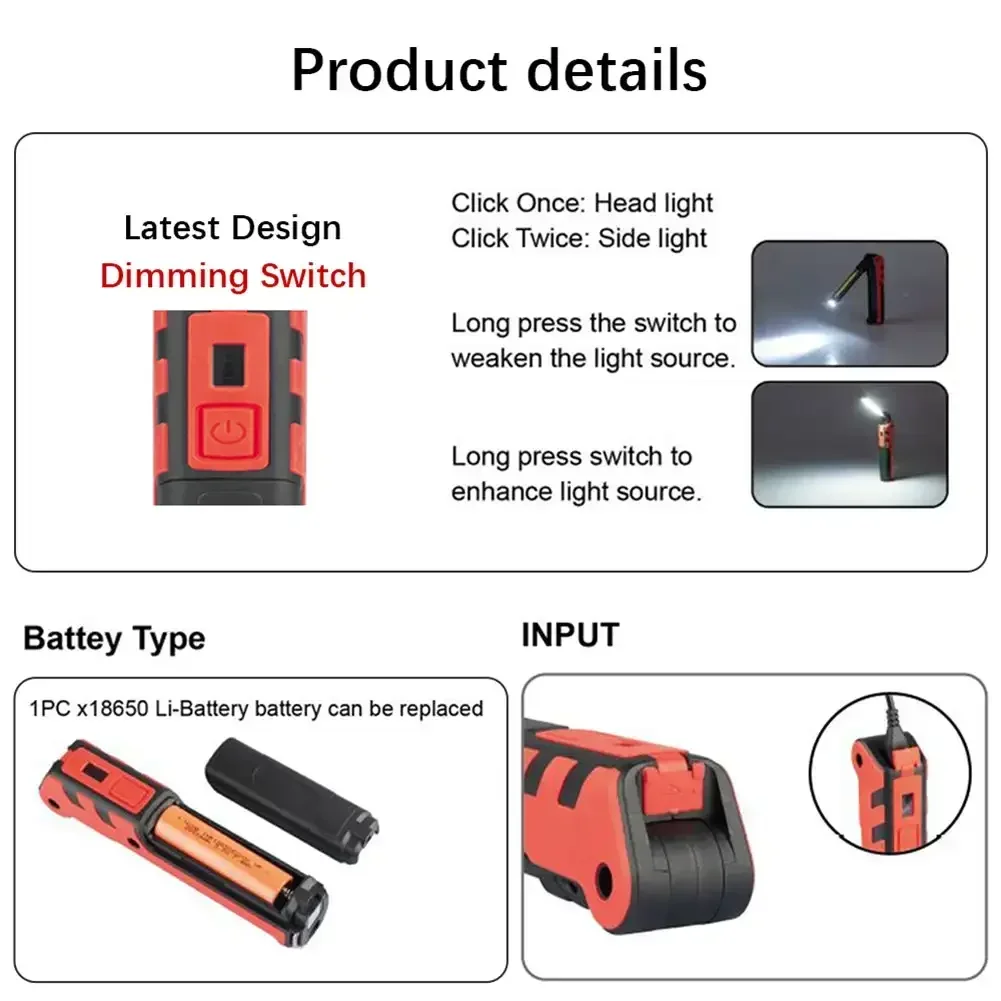 Dimmable COB LED Work Light US - Outdoor Power Bank ulasan dan harga