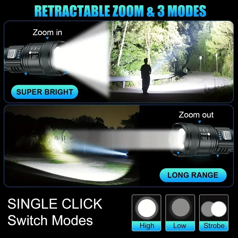 Tactical LED Flashlight 2000LM - Outdoor Power Bank ulasan dan harga