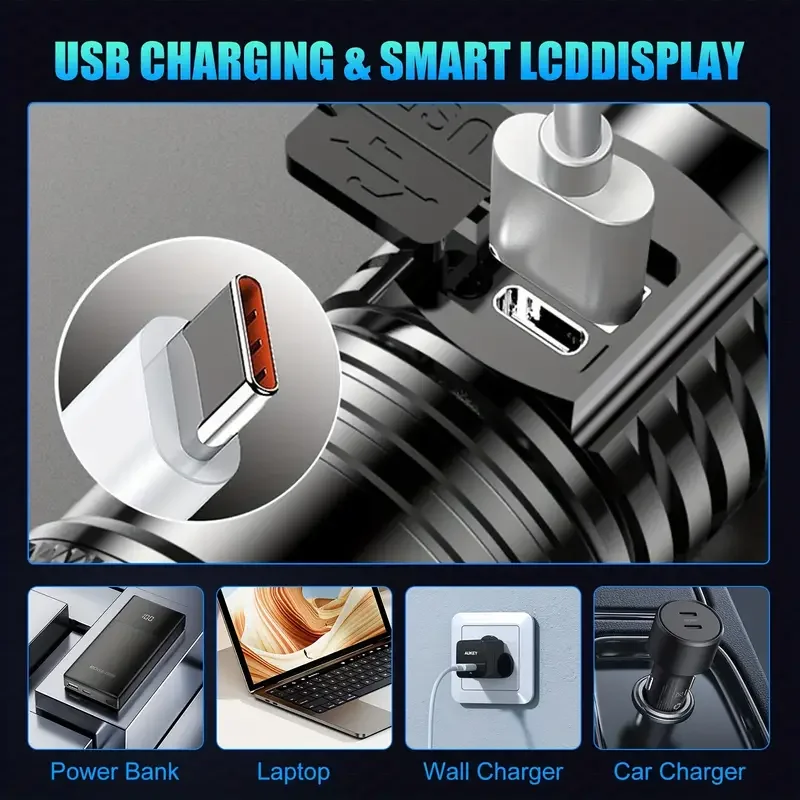 Tactical LED Flashlight 2000LM - Outdoor Power Bank ulasan dan harga
