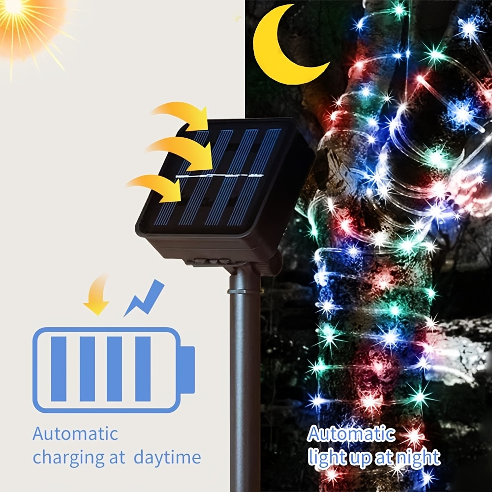Solar Rope Light 8 Mode Waterp - Outdoor Solar Power Xmas Lights ulasan dan harga