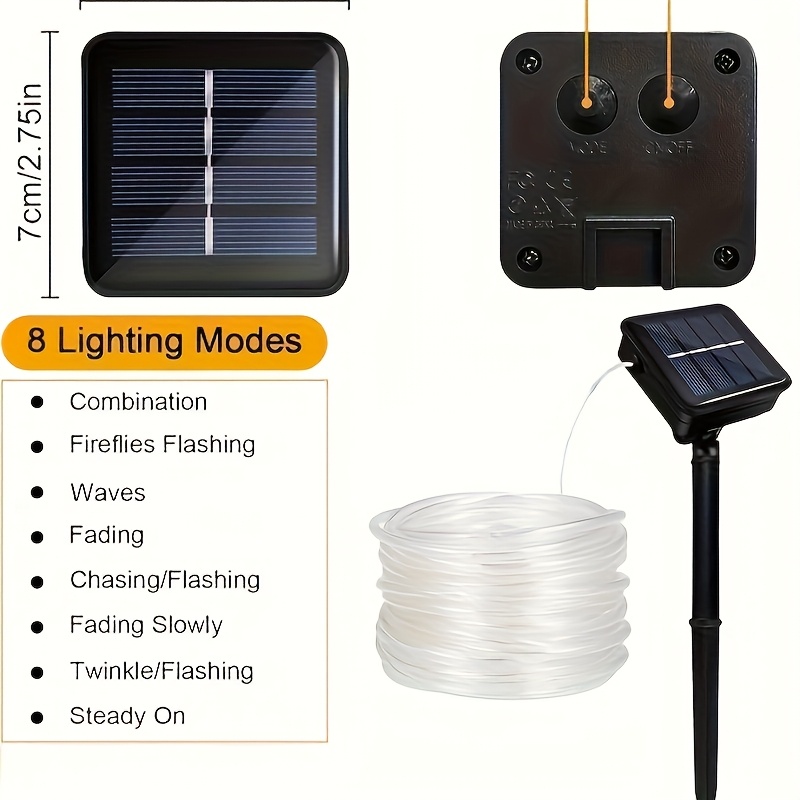 Solar Rope Light 8 Mode Waterp - Outdoor Solar Power Xmas Lights ulasan dan harga